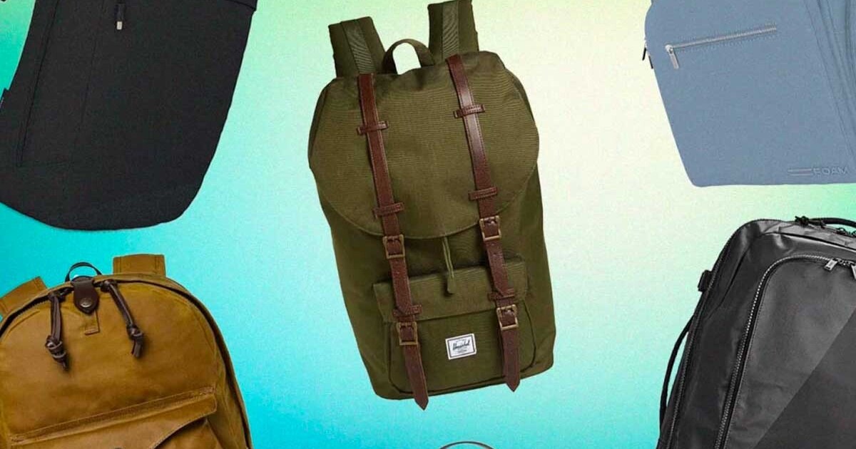 The best backpacks on a blue and green background