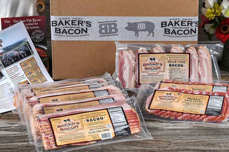 A box from Baker's Bacon, one of the best places to order bacon online