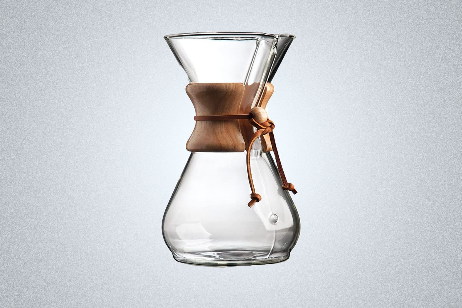 The Chemex Pour Over Coffee Maker on a gray background