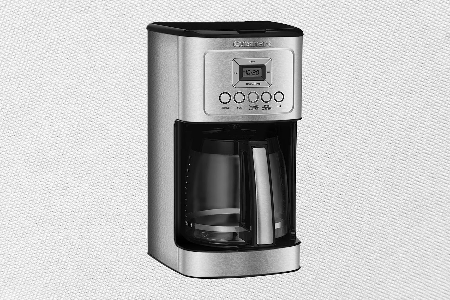 A Cuisinart Perfectemp 14 Cup Programmable Coffemaker on a gray background