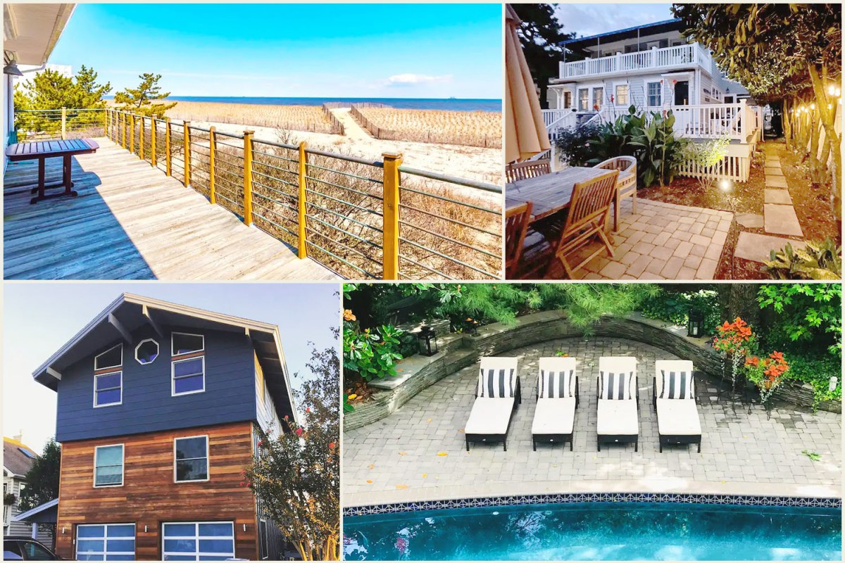 A collage of Airbnb homes on Delaware beaches