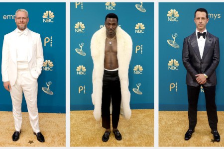 Seth Rogen, Jerrod Carmichael and Jeremy Strong at the 74th Primetime Emmy Awards rocking some of the best menswear