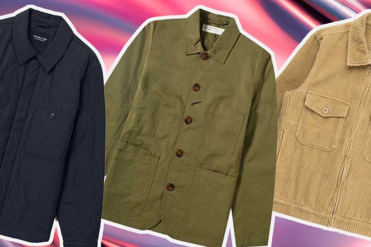 a collage of lightweight jackets on a multi-colored background