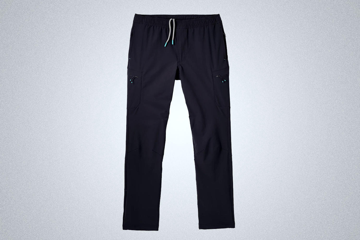 A pair of black All Terrain Everyday Pants from the Myles Apparel Sale on a grey background