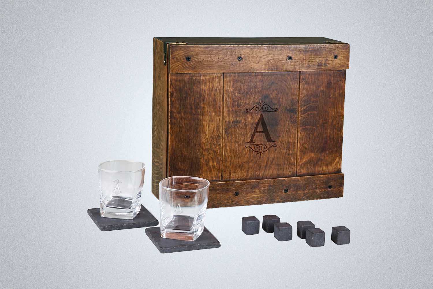 Picnic Time Monogram 11-Piece Whiskey Box Gift Set, now on sale