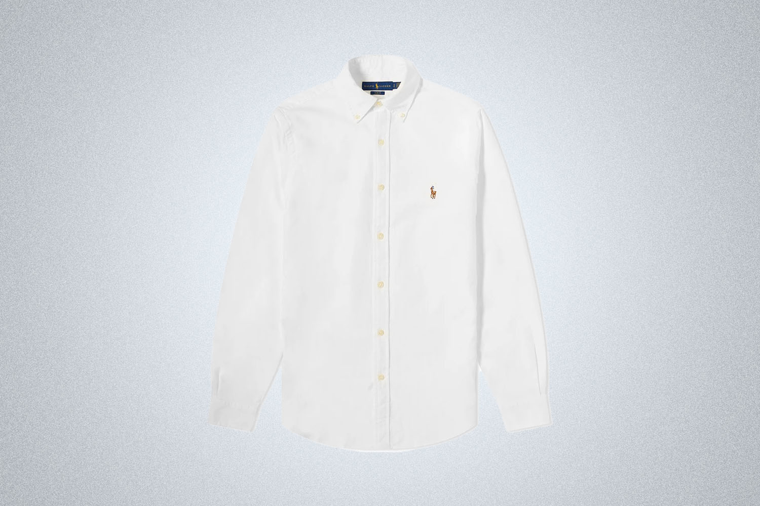 Polo Ralph Lauren Oxford Shirt on a gray background