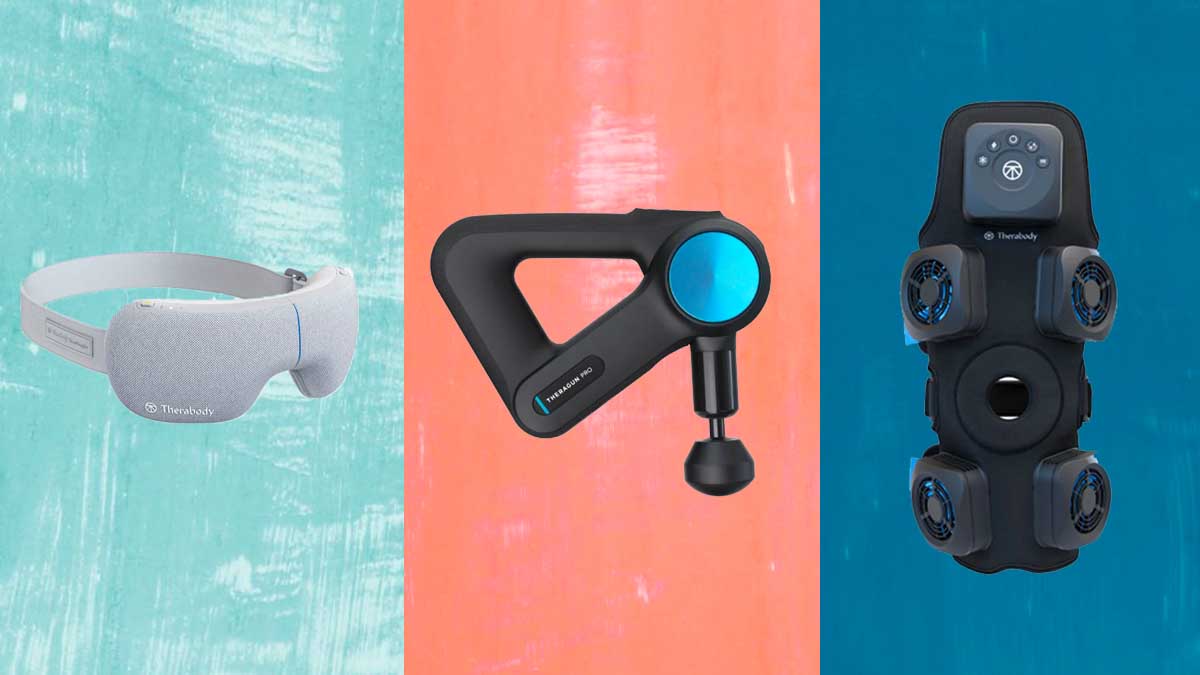 Therabody's new SmartGoggles, Theragun Pro and RecoveryTherm Hot and Cold Vibration Knee, some of Therabody's new wellness products