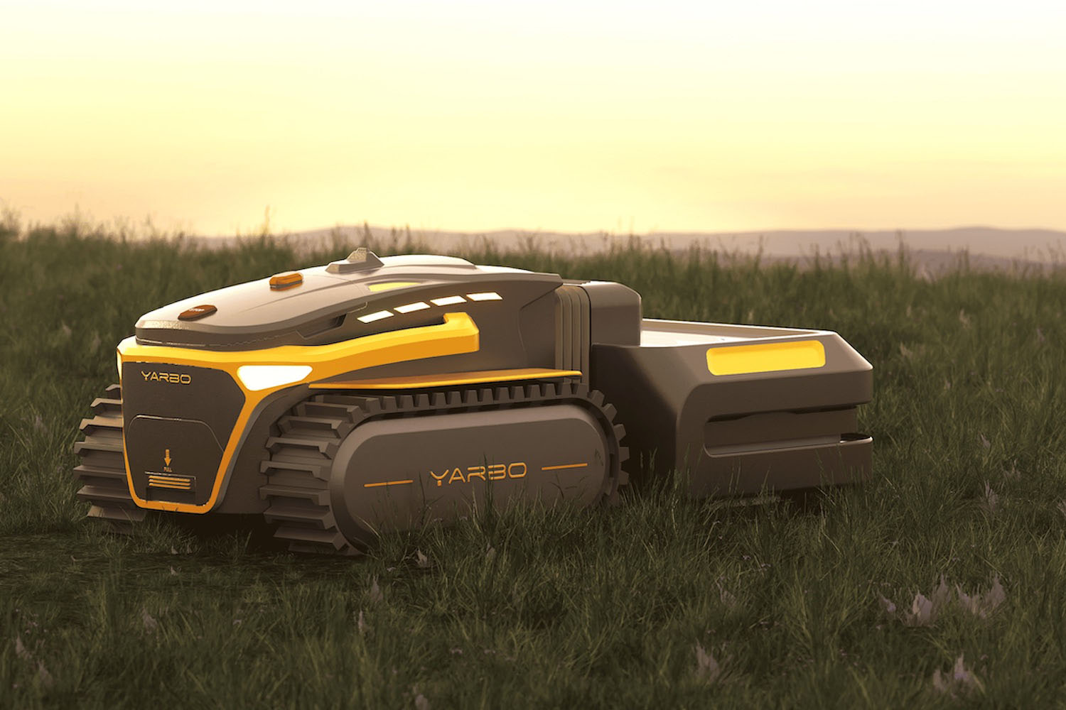 a Yarbo lawncare robot device in a field of grass