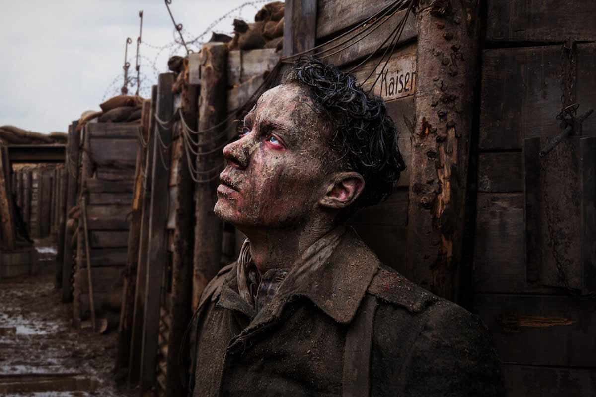 A scene in a trench from "All Quiet on the Western Front," a new adaptation on Netflix