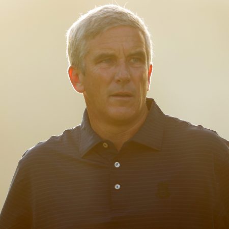 PGA Tour commissioner Jay Monahan watches the BMW PGA Championship in England. A new "Wall Street Journal" report looks at his private plane use.