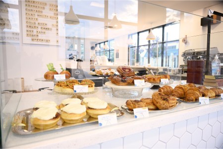 The pastry case at baker Vanarin Kuch's Koffeteria in Houston, Texas