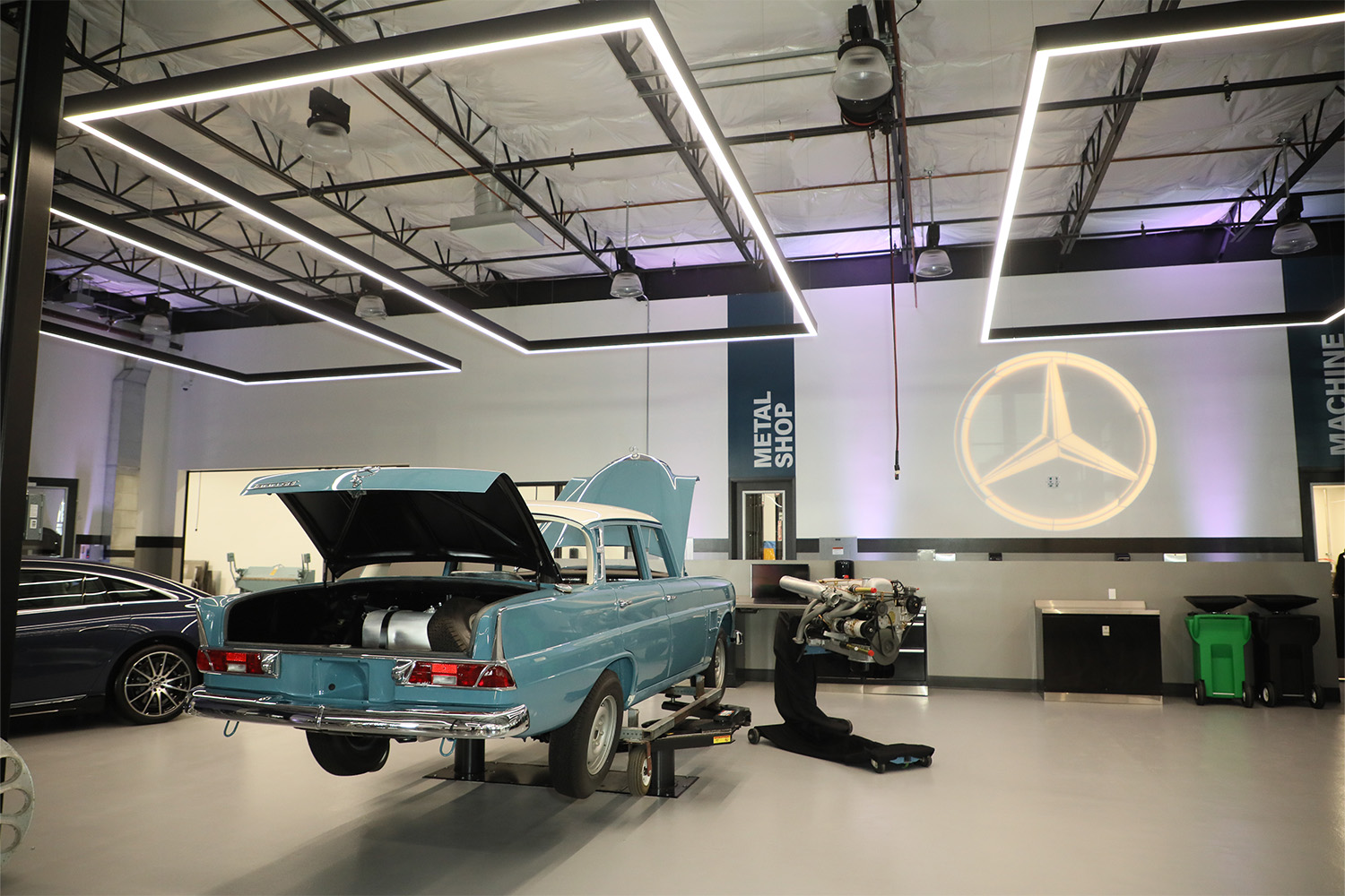 Inside the Mercedes-Benz Classic Center. 