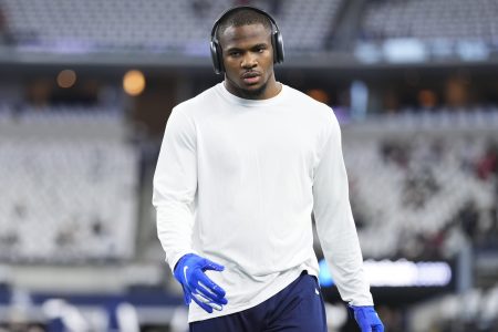 Micah Parsons of the Dallas Cowboys warms up against the Tampa Bay Buccaneers. Parsons skipped out on a weekly appearance on FS1 after a loss.