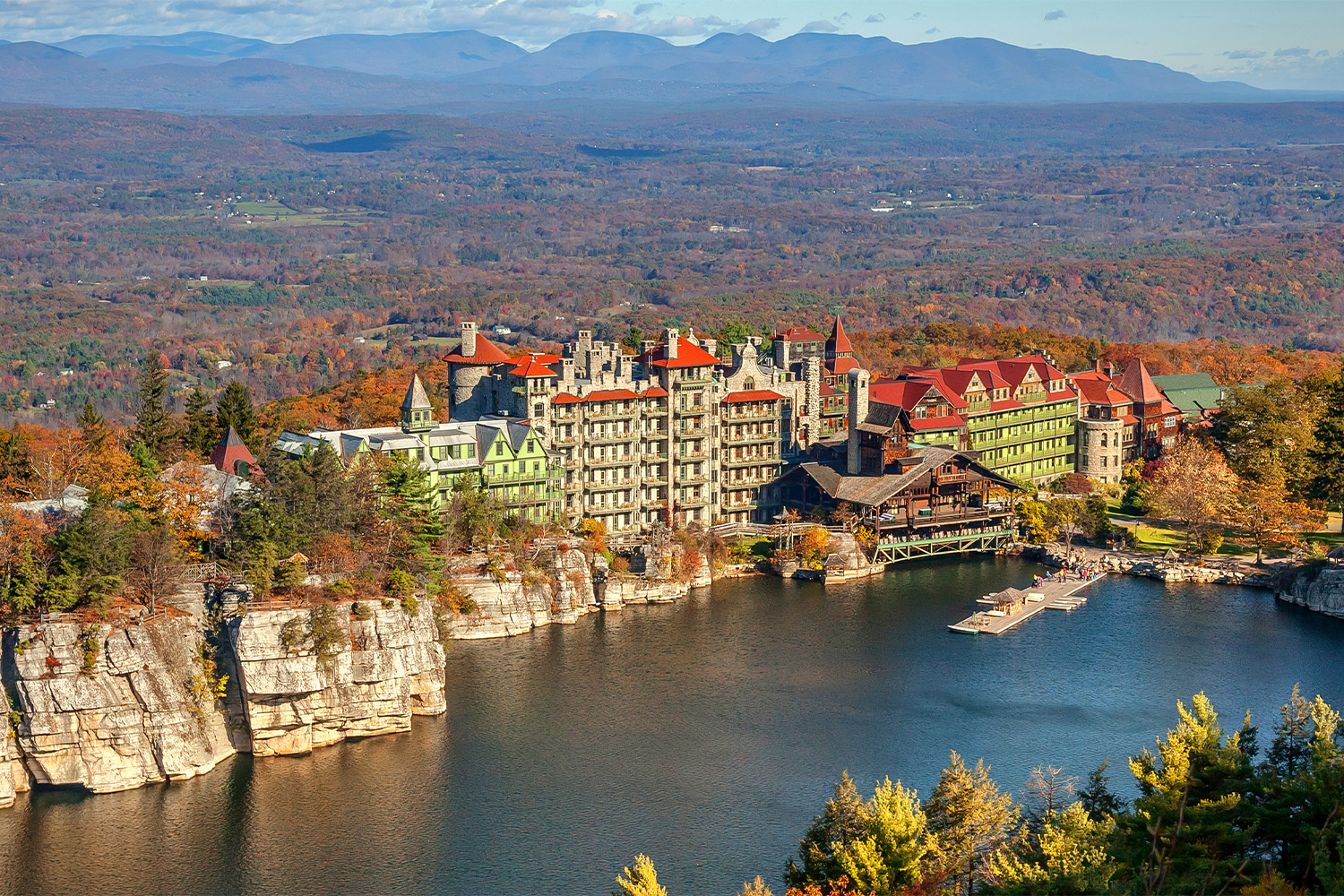 The exterior of the Mohonk Mountain Hotel
