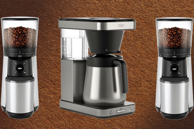 The OXO 8-Cup Coffee Maker and OXO Conical Burr Grinder, both of which are on sale