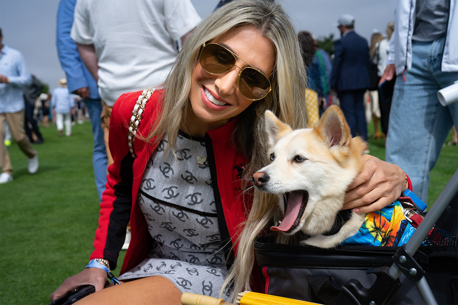 Spectator and dog at Rolex Monterey Motorsports Reunion