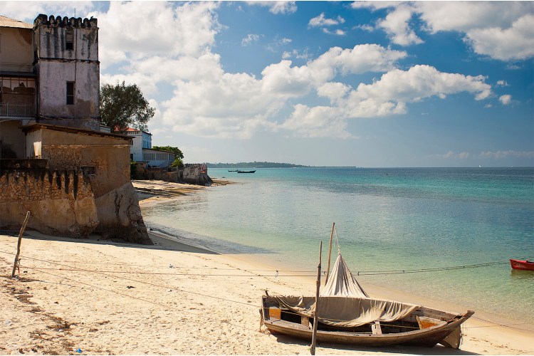 Stone Town, Looking along the golden sands of the beach, Zanzibar