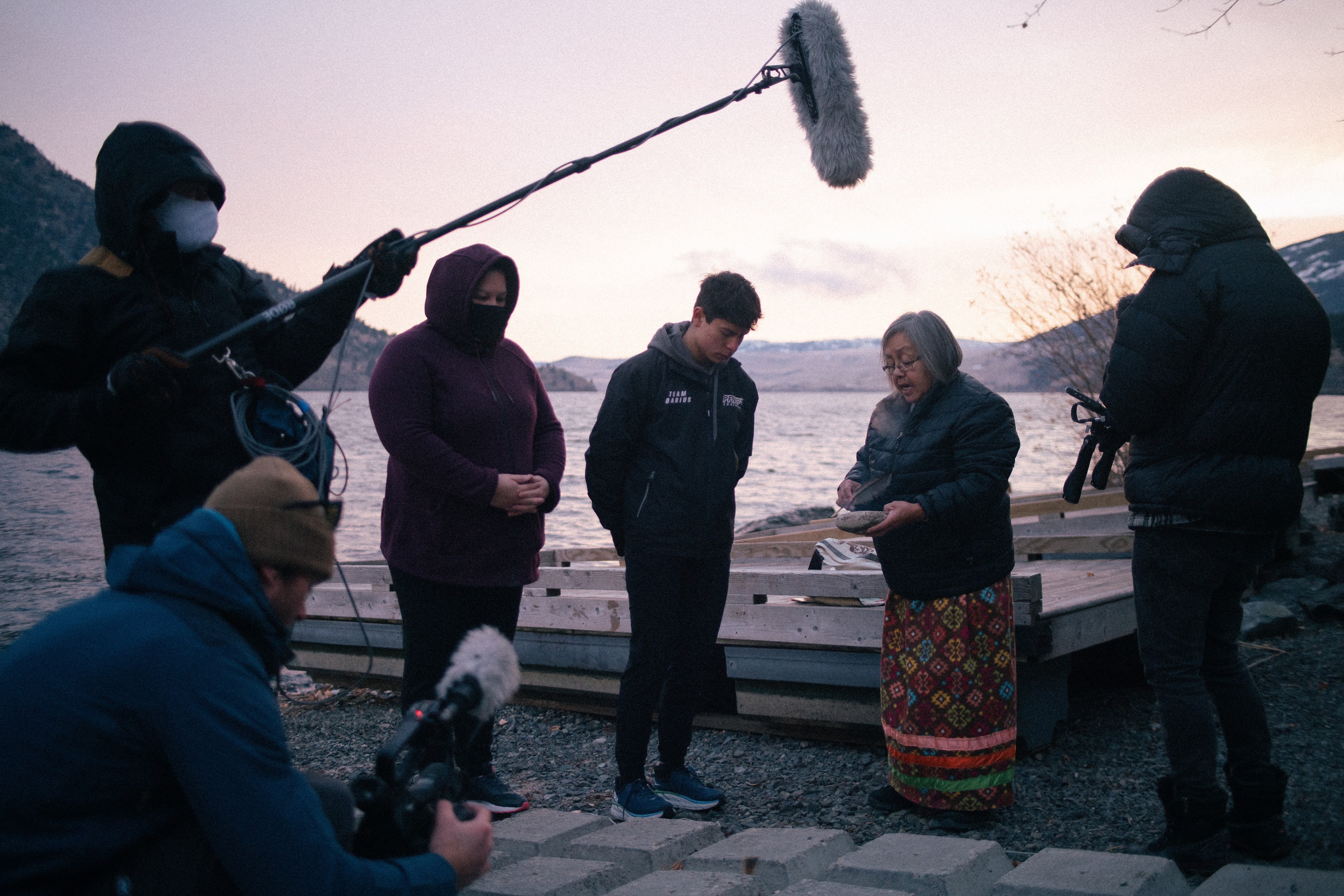 Indigenous ultrarunner Darius Sam filming a documentary