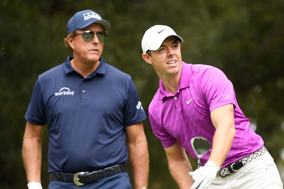 Rory McIlroy with Phil Mickelson at the Zozo Championship in 2020.