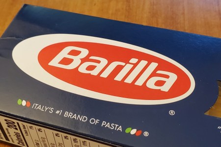 A blue box of Barilla pasta. Two Californians are suing the Italian company because they believe the marketing is misleading.