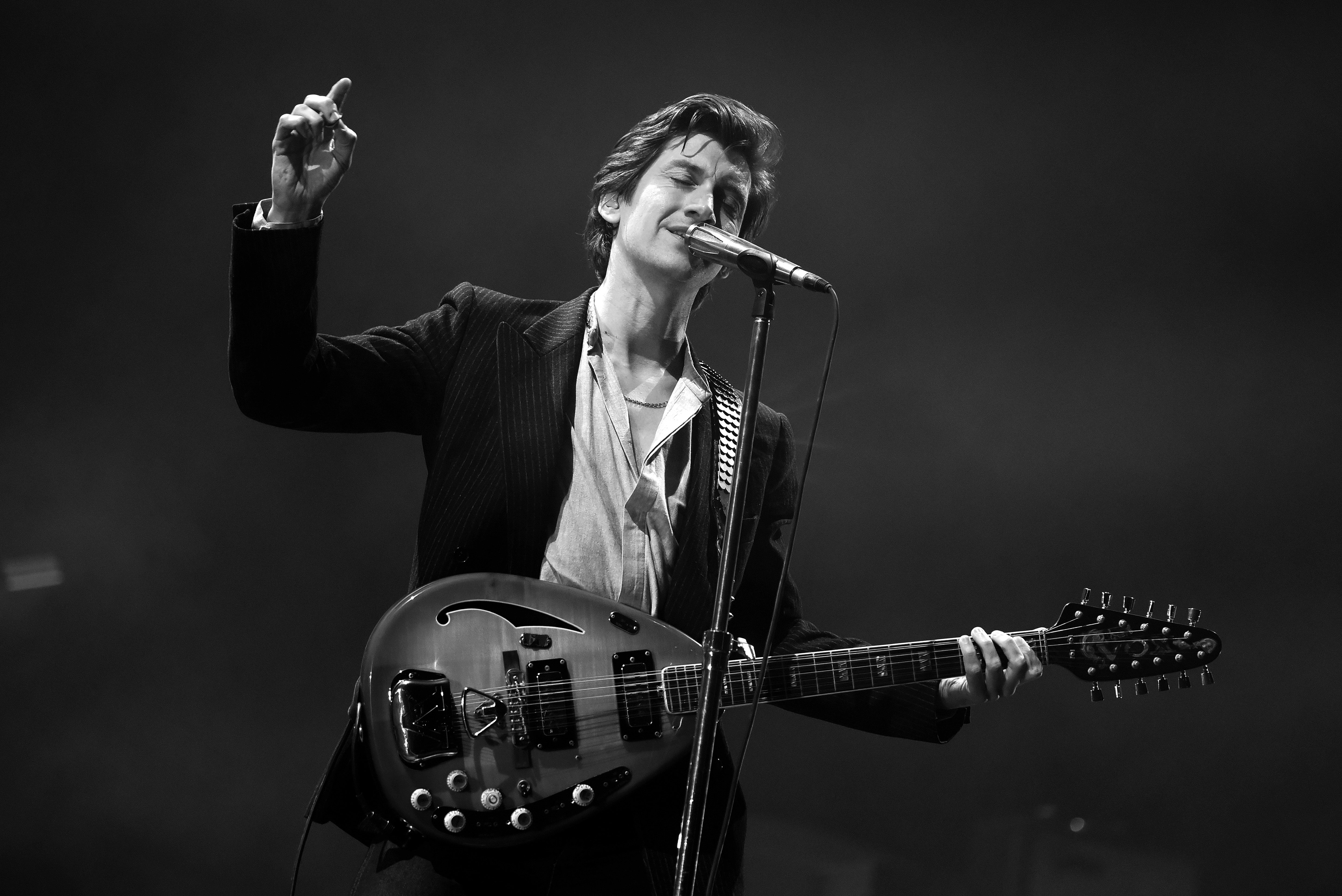 Alex Turner of the Arctic Monkeys performs on Main Stage East on Day 3 of Leeds Festival on August 28, 2022 in Leeds, England.