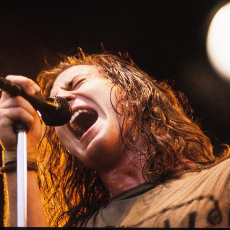 Eddie Vedder performs at Pinkpop Festival in Landgraaf, Holland, 1992.