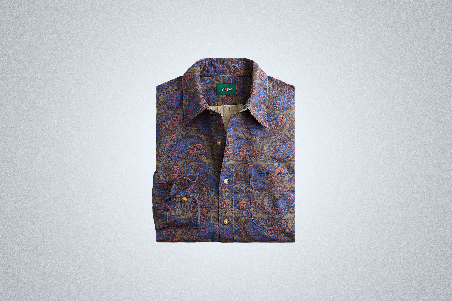The J.Crew Vintage twill shirt in print on a gray background
