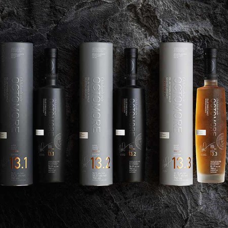 The three new Octomore single malt releases, now on their 13th edition