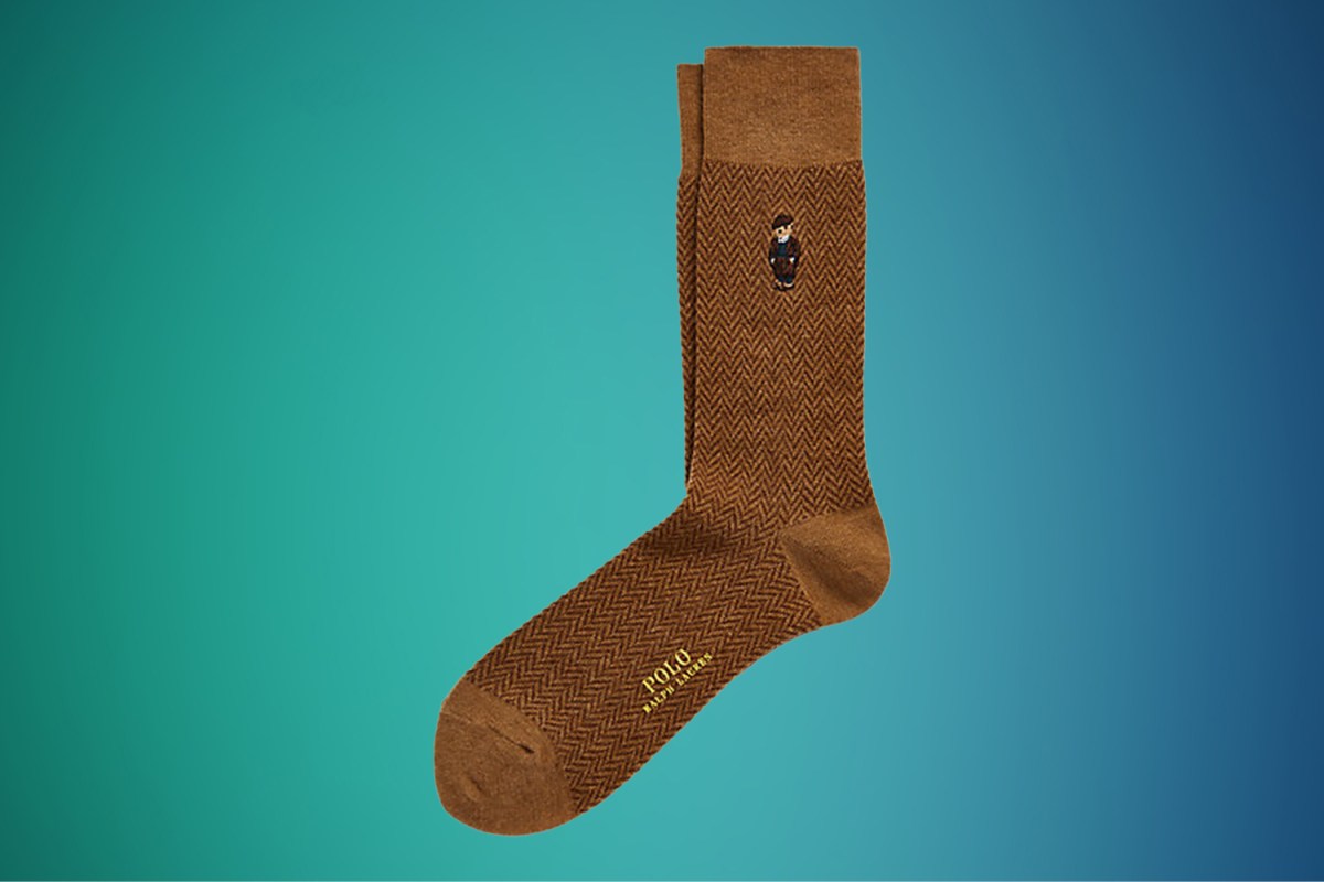 For the Dressy Dude: Ralph Lauren Polo Bear Herringbone Trouser Socks