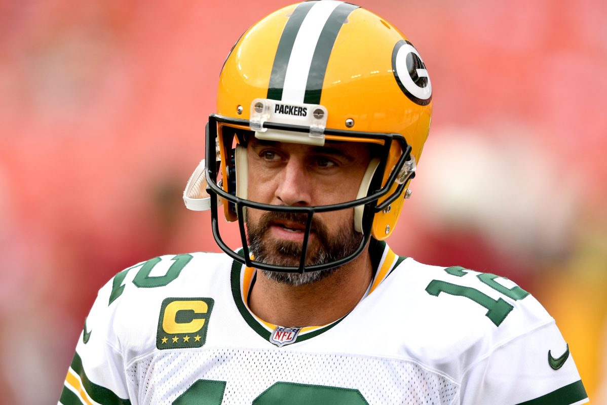 Aaron Rodgers of the Green Bay Packers sulks.