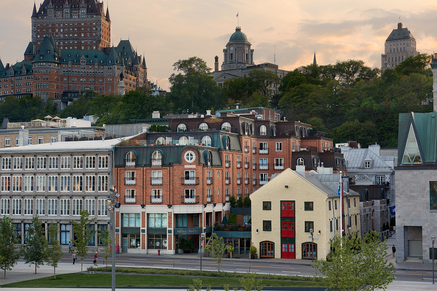 Auberge Saint-Antoine, in the foreground, is the boutique hotel to stay at in Quebec City
