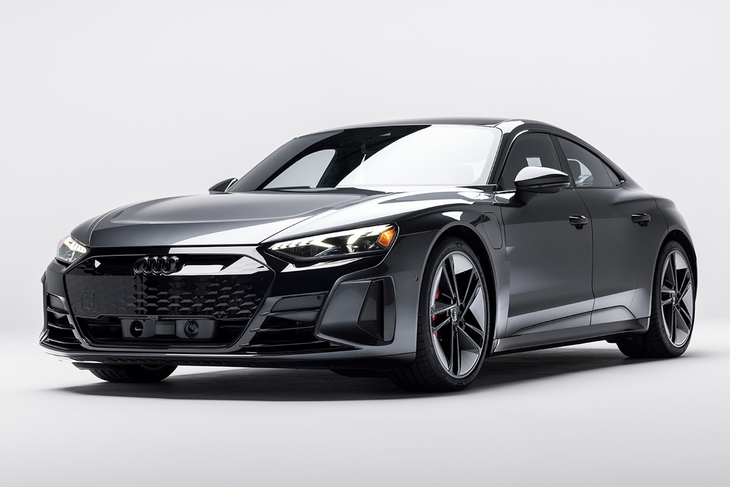 A black Audi RS e-tron GT electric sedan currently being given away by charity platform Omaze