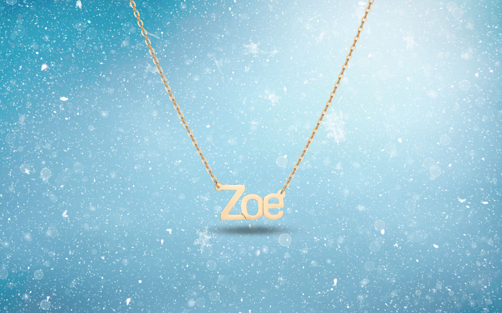 Aurate Gold Block Name Necklace
