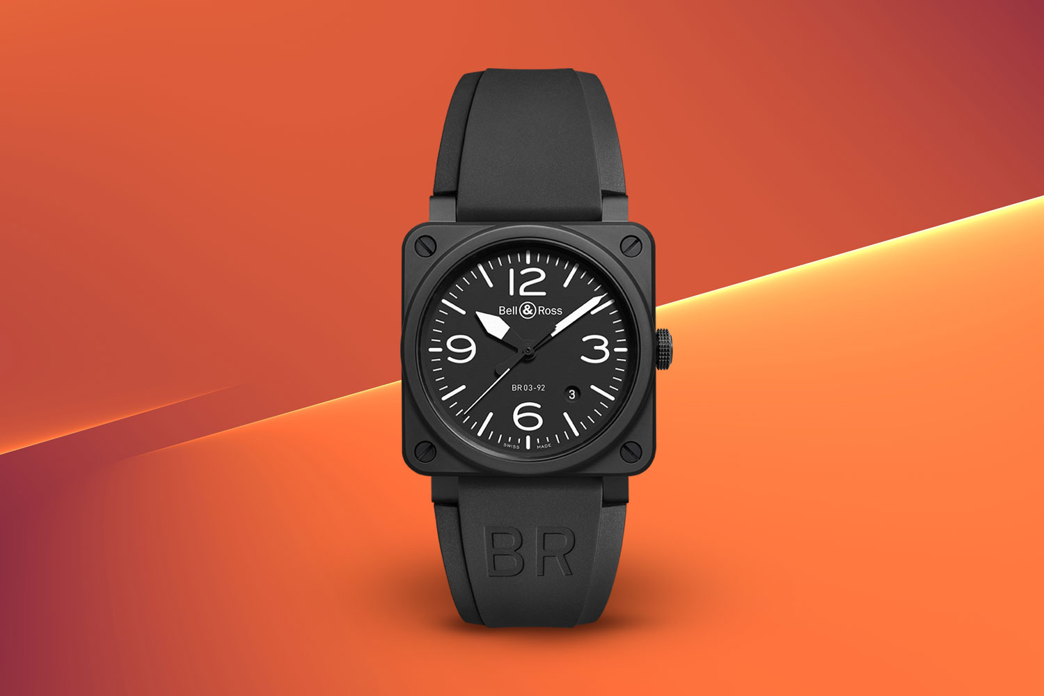 Bell & Ross Pilot's watch on an orange background