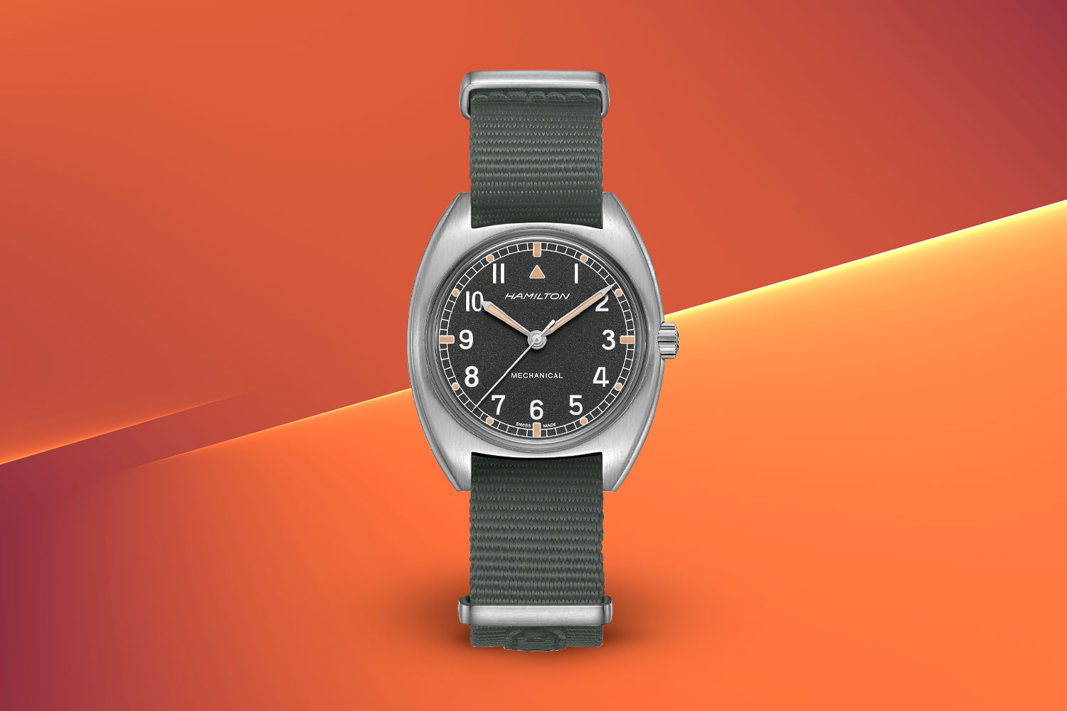 Hamilton Pilot's Watch on orange background
