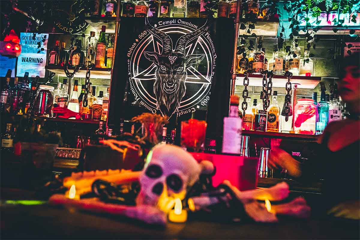 Spooky decor and drinks at the pop-up Black Lagoon bar