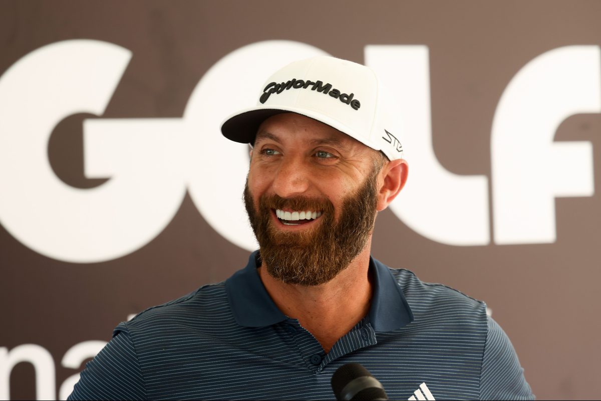 Dustin Johnson speaks to the media at the LIV Golf Invitational event in Saudi Arabia. He sarcastically said he regrets jumping from the PGA Tour.