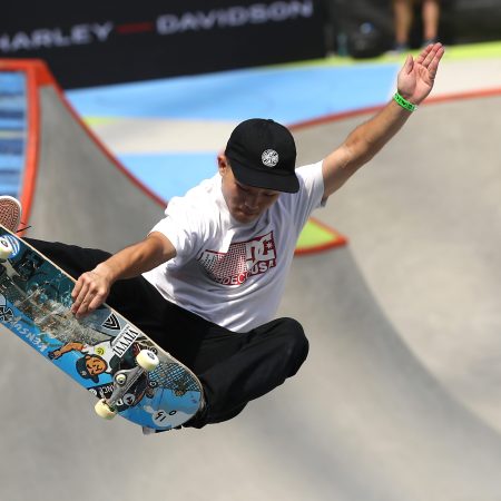 Kensuke Sasaoka of Japan competes in the X Games in 2019.