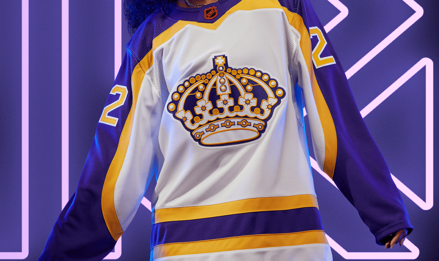 We made a concerted effort to create more jerseys with a white base this year to facilitate more Reverse Retro matchups during the season. This brilliant Kings jersey, a revamp of the 1982 classic, is one of the beneficiaries of that effort.
