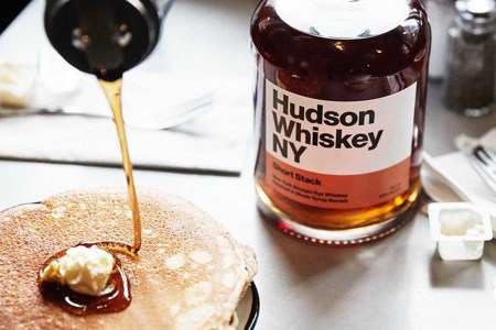 Pancakes, maple syrup and Hudson Whiskey Short Stack, a maple-enhanced whiskey