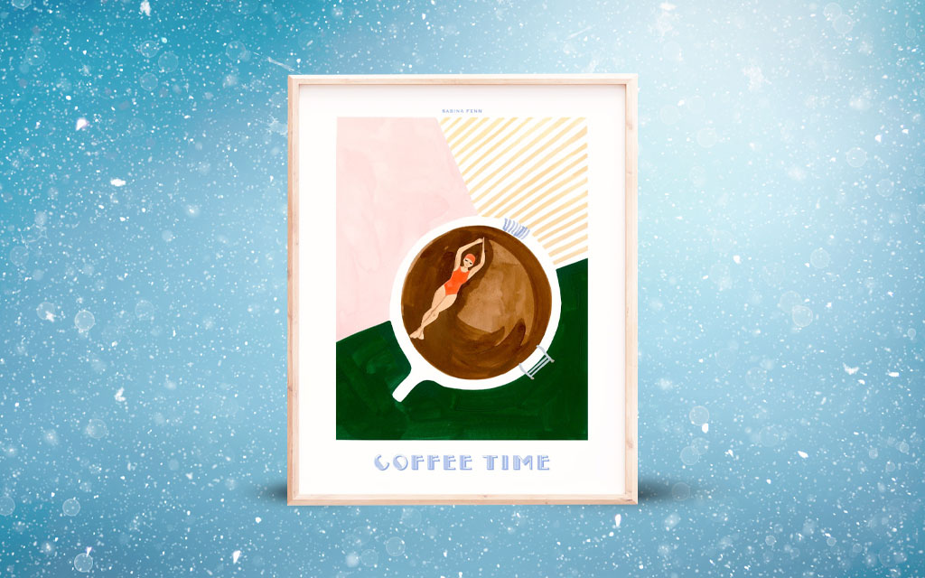 Sabina Feen Swimming In Coffee Art Print