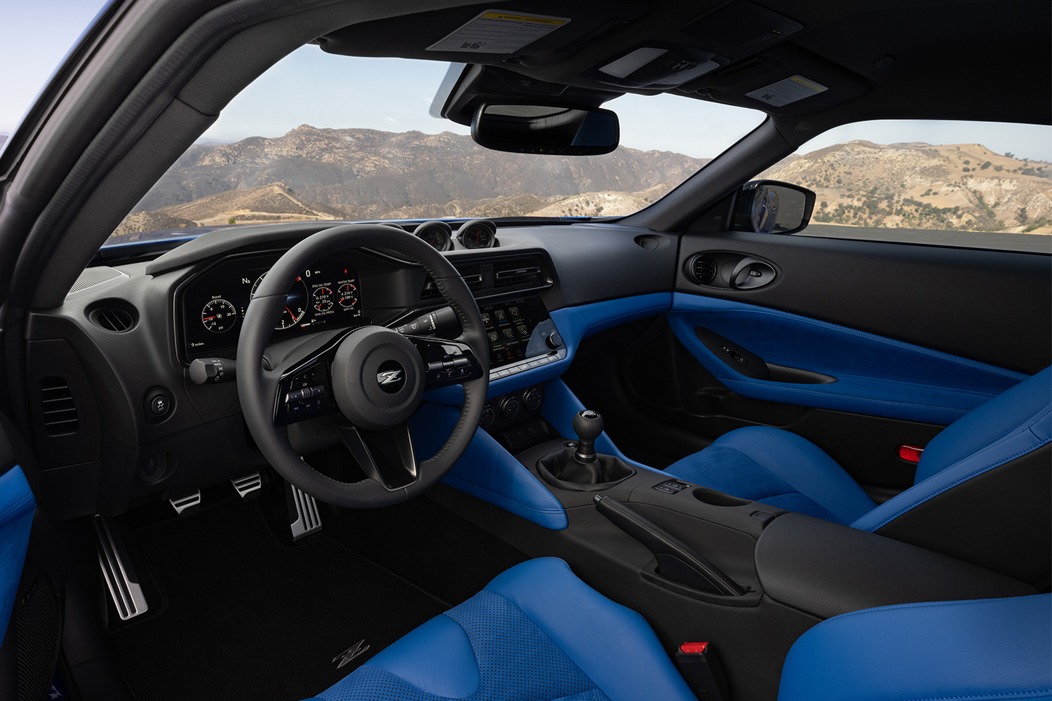 The interior of the 2023 Nissan Z, a two-door sports car