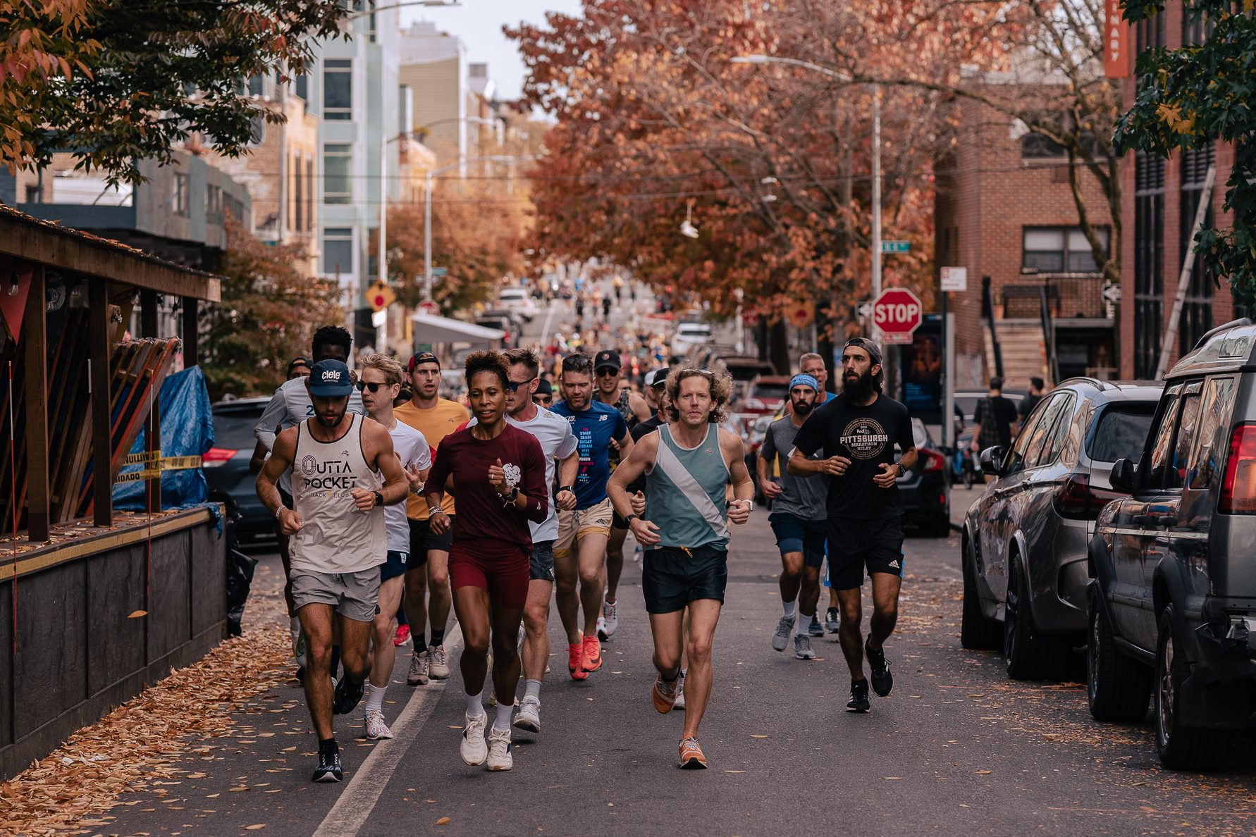 Tracksmith runners hit the streets before the NYC marathon.
