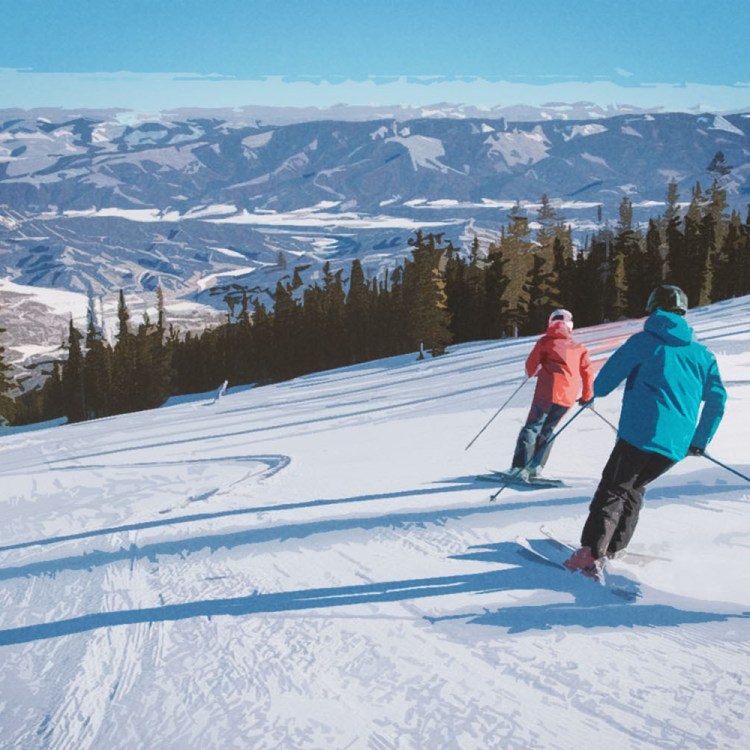 Skiers in Snowmass