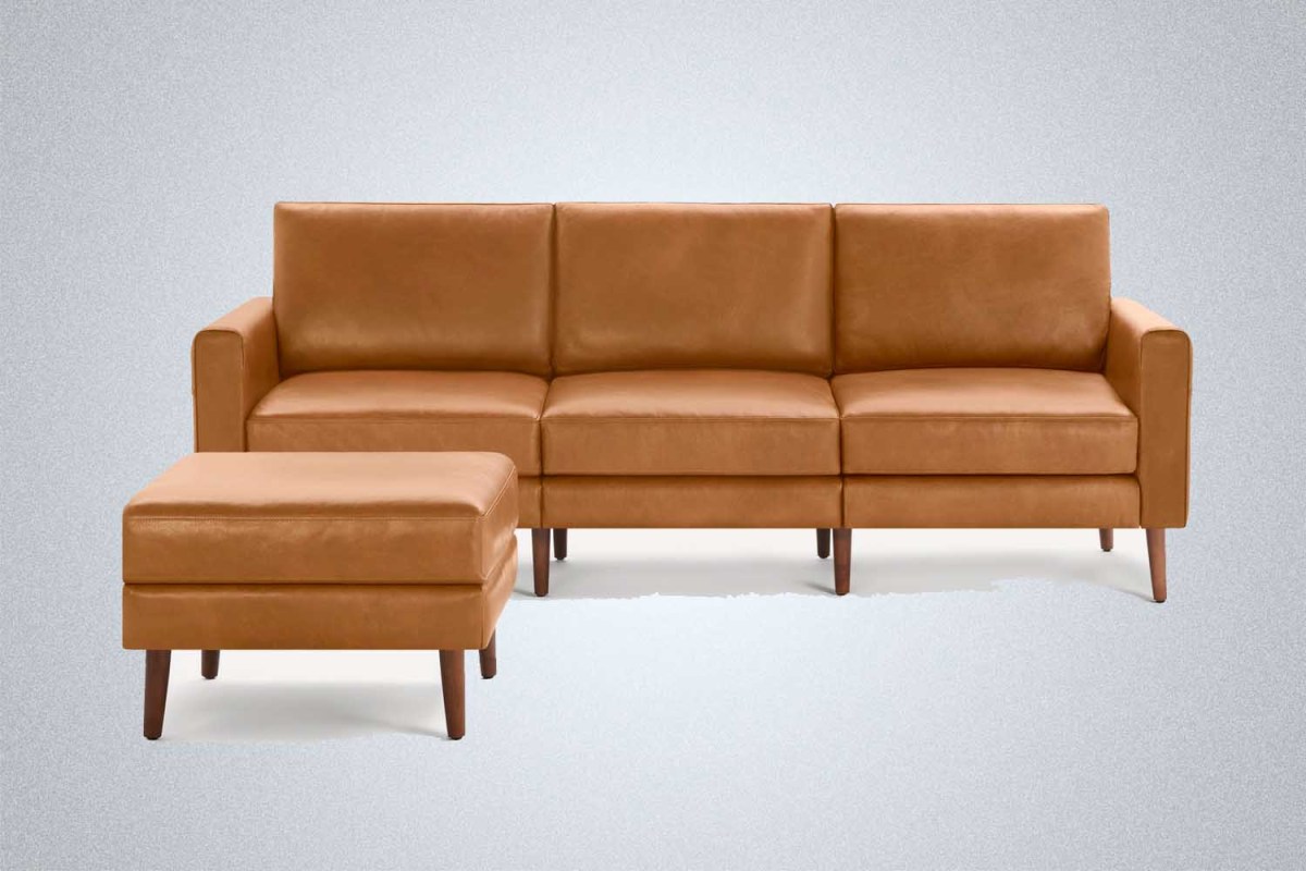 Burrow Block Nomad Leather Sofa with Ottoman