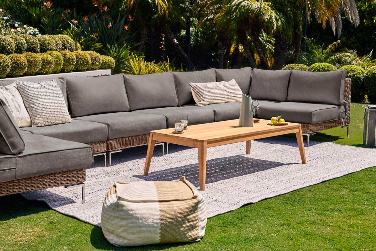 Outer Brown Wicker Outdoor Sofa with Armless Chairs