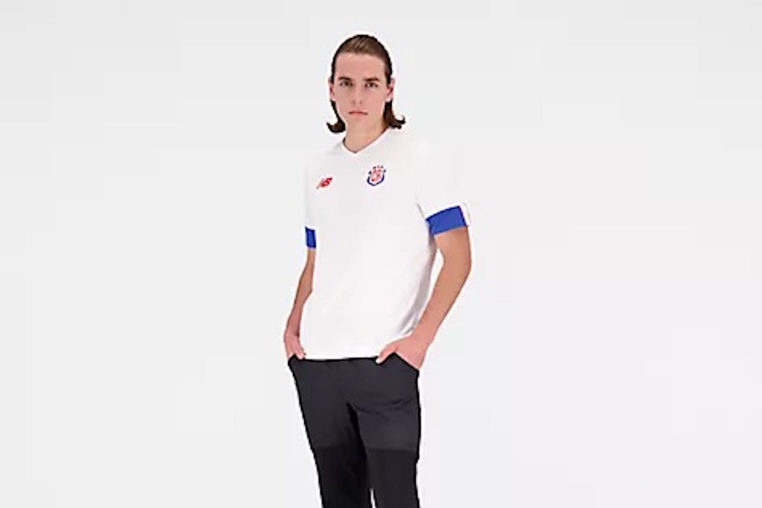 a model wearing the Costa Rica away kit
