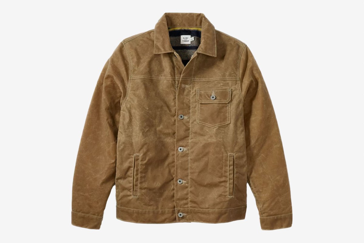 Flint and Tinder Wool-Lined Waxed Trucker Jacket