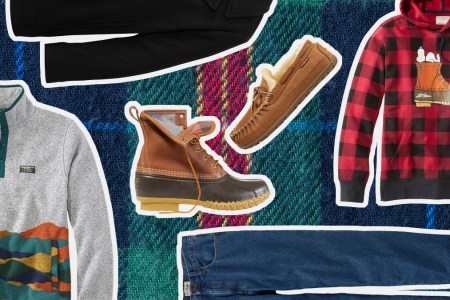 a collage of items from the L.L. bean Black Friday sale on a flannel background