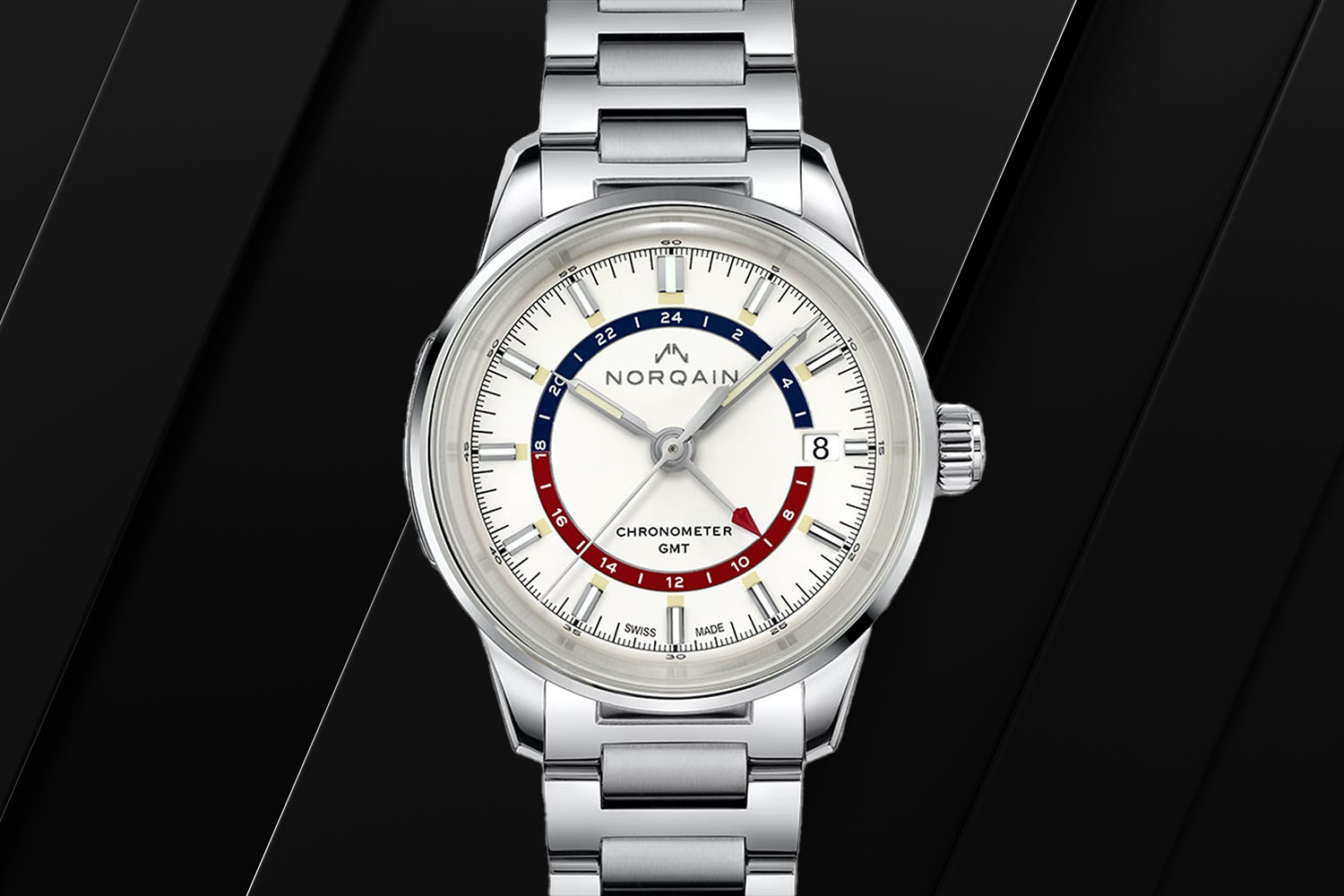 One of the best GMT watches, on a black background